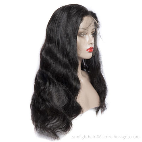 Sunlight Malaysian 100% Human Hair Body Wave Large 13x4Lace Front adjustable Wig, virgin body wave  burmese hair black wigs